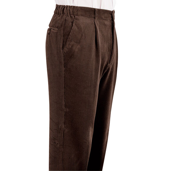 Pantalon ville velours côtelé à pinces, élastiqué côtés (châtaigne) Pantalon ville velours côtelé à pinces, élastiqué côtés (châtaigne)